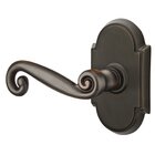 Privacy Left Handed Rustic Door Lever With #8 Rose in Oil Rubbed Bronze