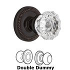 Double Dummy Set - Rope Rosette with Crystal Glass Door Knob in Timeless Bronze