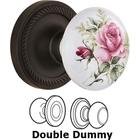 Double Dummy - Rope Rose with Rose Porcelain Knob in Oil Rubbed Bronze