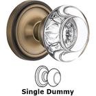 Single Dummy Classic Rose with Round Clear Crystal Knob in Antique Brass