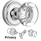 Privacy Knob - Classic Rose with Round Clear Crystal Knob in Bright Chrome