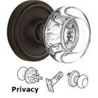 Privacy Knob - Classic Rose with Round Clear Crystal Knob in Oil Rubbed Bronze