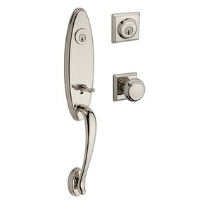 Baldwin Reserve - Chesapeake Handleset with Traditional Door Knob with Traditional Square Rose