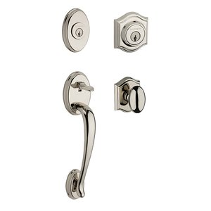 Baldwin Reserve - Columbus Handleset with Ellipse Door Knob with Traditional Arch Rose