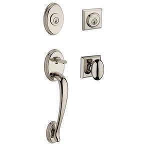 Baldwin Reserve - Columbus Handleset with Ellipse Door Knob with Traditional Square Rose