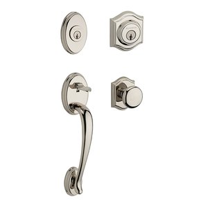 Baldwin Reserve - Columbus Handleset with Round Door Knob with Traditional Arch Rose