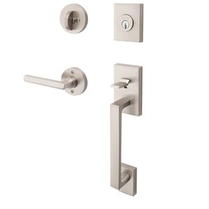 Baldwin Reserve - La Jolla Handleset with Square Door Lever with Contemporary Round Rose