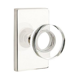 Emtek Hardware - Crystal Door Hardware - Modern Disc Crystal Door Knob with Modern Rectangular Rose
