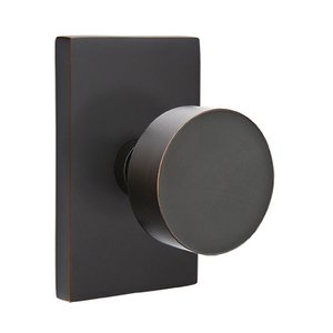 Emtek Hardware - Brass Modern - Round Door Knob With Modern Rectangular Rosette