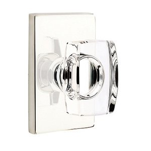 Emtek Hardware - Crystal Door Hardware - Windsor Door Knob with Modern Rectangular Rose