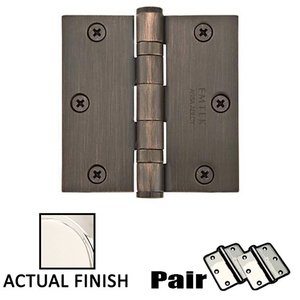 3 1/2" X 3 1/2" Square Steel Heavy Duty Ball Bearing Hinge (Sold In Pairs)