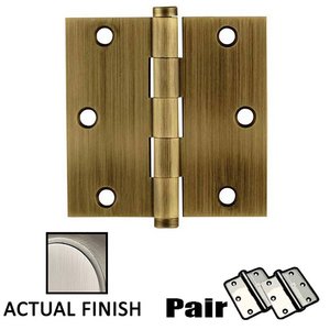 3 1/2" X 3 1/2" Square Solid Brass Residential Duty Hinge (Sold In Pairs)