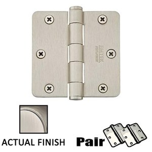 3 1/2" X 3 1/2" 1/4" Radius Solid Brass Residential Duty Hinge (Sold In Pairs)