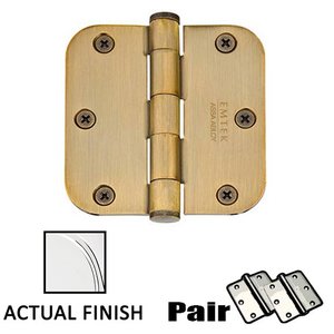 3 1/2" X 3 1/2" 5/8" Radius Solid Brass Residential Duty Hinge (Sold In Pairs)