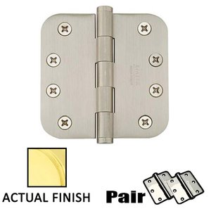 4" X 4" 5/8" Radius Solid Brass Residential Duty Hinge (Sold In Pairs)