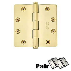 4" X 4" 1/4" Radius Solid Brass Heavy Duty Hinge (Sold In Pairs)