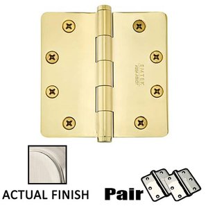 4 1/2" X 4 1/2" 1/4" Radius Solid Brass Heavy Duty Hinge (Sold In Pairs)