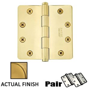 4 1/2" X 4 1/2" 1/4" Radius Solid Brass Heavy Duty Hinge (Sold In Pairs)