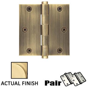 3 1/2" X 3 1/2" Square Solid Brass Heavy Duty Ball Bearing Hinge (Sold In Pairs)