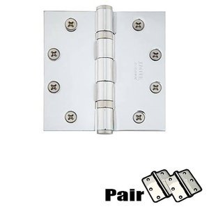 4 1/2" X 4 1/2" Square Solid Brass Heavy Duty Ball Bearing Hinge (Sold In Pairs)