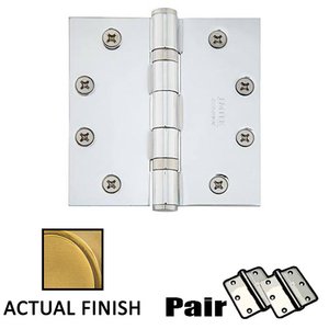 4 1/2" X 4 1/2" Square Solid Brass Heavy Duty Ball Bearing Hinge (Sold In Pairs)