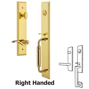 Grandeur Door Hardware - Carre - One-Piece Handleset with C Grip and Bellagio Left Handed Lever in Satin Nickel