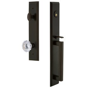 Grandeur Door Hardware - Carre - One-Piece Handleset with D Grip and Fontainebleau Knob in Satin Nickel