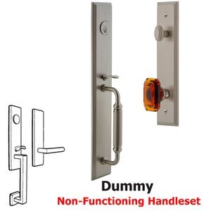 Grandeur Door Hardware - Carre - One-Piece Dummy Handleset with C Grip and Baguette Amber Knob in Satin Nickel