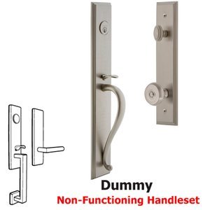 Grandeur Door Hardware - Carre - One-Piece Dummy Handleset with S Grip and Bouton Knob in Satin Nickel