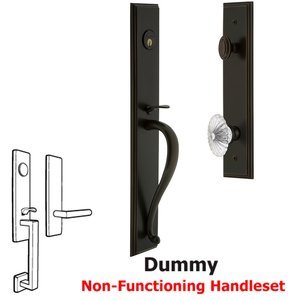 Grandeur Door Hardware - Carre - One-Piece Dummy Handleset with S Grip and Burgundy Knob in Satin Nickel