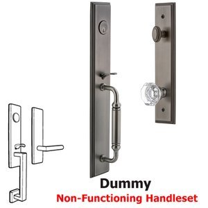 Grandeur Door Hardware - Carre - One-Piece Dummy Handleset with C Grip and Chambord Knob in Satin Nickel