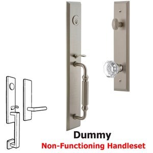 Grandeur Door Hardware - Carre - One-Piece Dummy Handleset with F Grip and Chambord Knob in Satin Nickel