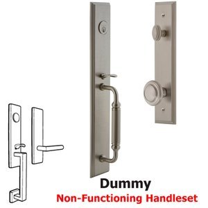 Grandeur Door Hardware - Carre - One-Piece Dummy Handleset with C Grip and Circulaire Knob in Satin Nickel