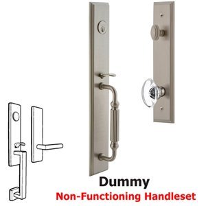 Grandeur Door Hardware - Carre - One-Piece Dummy Handleset with F Grip and Provence Knob in Satin Nickel