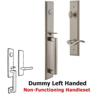 Grandeur Door Hardware - Carre - One-Piece Dummy Handleset with D Grip and Bellagio Left Handed Lever in Satin Nickel