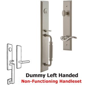 Grandeur Door Hardware - Carre - One-Piece Dummy Handleset with F Grip and Bellagio Left Handed Lever in Satin Nickel