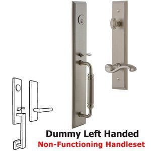 Grandeur Door Hardware - Carre - One-Piece Dummy Handleset with C Grip and Portofino Left Handed Lever in Satin Nickel