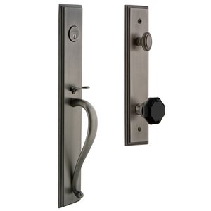 Grandeur - Carre - One-Piece Handleset with S Grip and Lyon Knob in Satin Nickel
