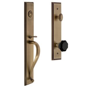 Grandeur - Carre - One-Piece Handleset with S Grip and Lyon Knob in Satin Nickel
