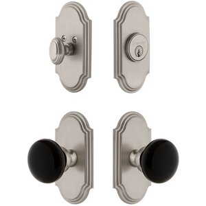 Grandeur Door - Handleset - Arc Plate With Coventry Knob and matching Deadbolt