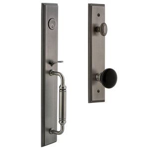 Grandeur - Carre - One-Piece Handleset with C Grip and Coventry Knob in Satin Nickel
