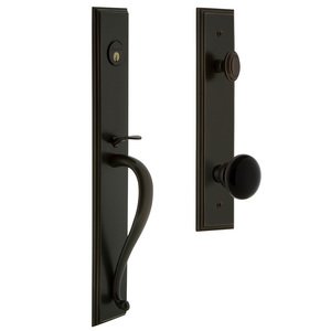 Grandeur - Carre - One-Piece Handleset with S Grip and Coventry Knob in Satin Nickel