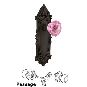 Nostalgic Warehouse - Victorian Plate with Crystal Pink Glass Door Knob