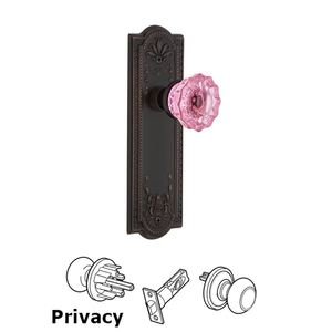 Nostalgic Warehouse - Meadows Plate with Crystal Pink Glass Door Knob