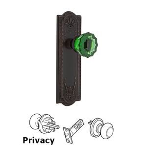 Nostalgic Warehouse 722367 Meadows Plate Single Dummy Crystal Emerald Glass Door Knob in Oil-Rubbed Bronze 