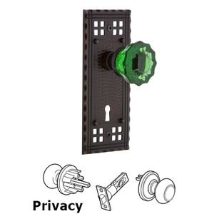 Nostalgic Warehouse - Craftsman Plate with Keyhole and Crystal Emerald Glass Door Knob