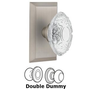 Nostalgic Warehouse 754106 Studio Plate with Crystal Victorian Privacy Door Knob 2.75 Antique Brass