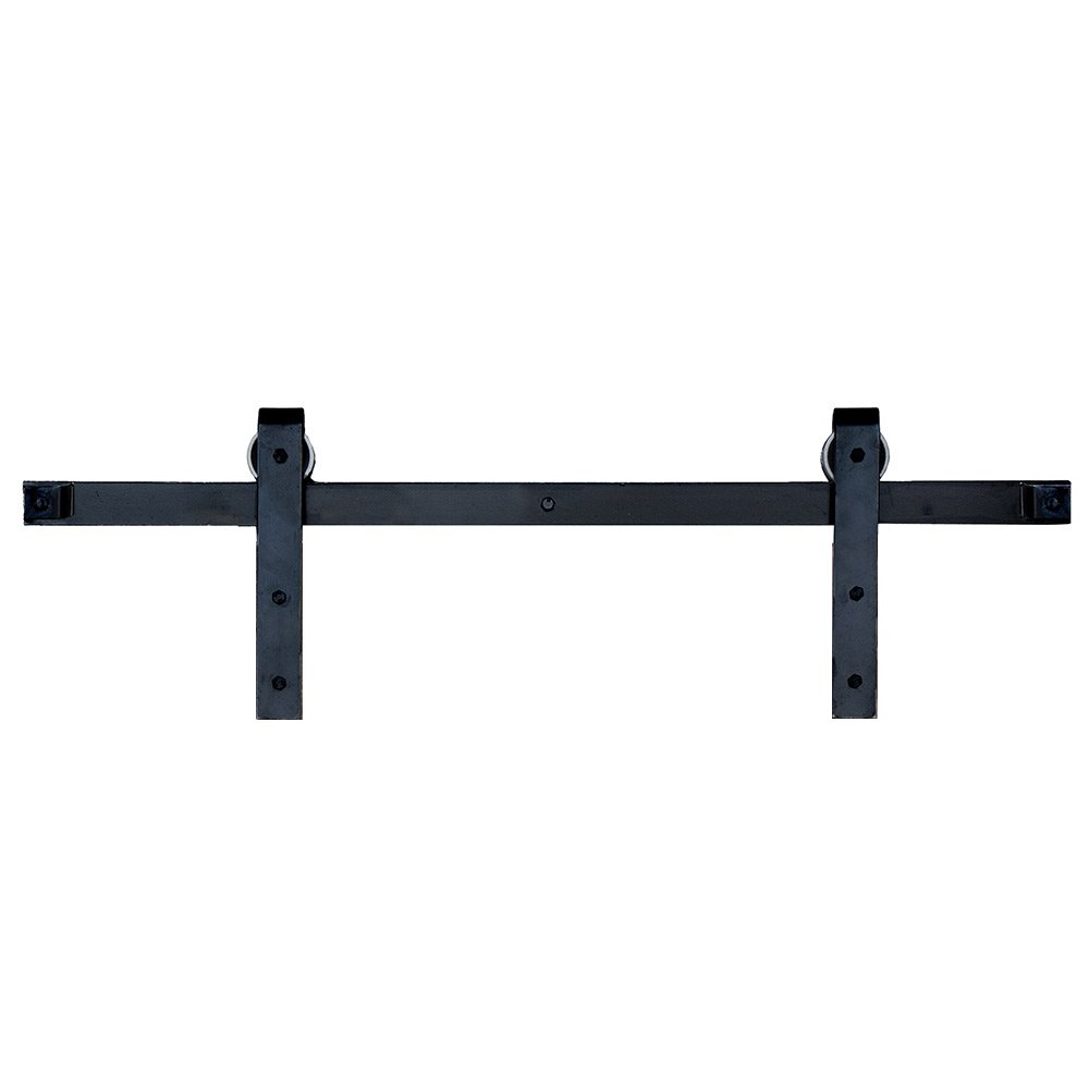Smooth Square End Rolling Barn Door Kit with 5' Track in Black