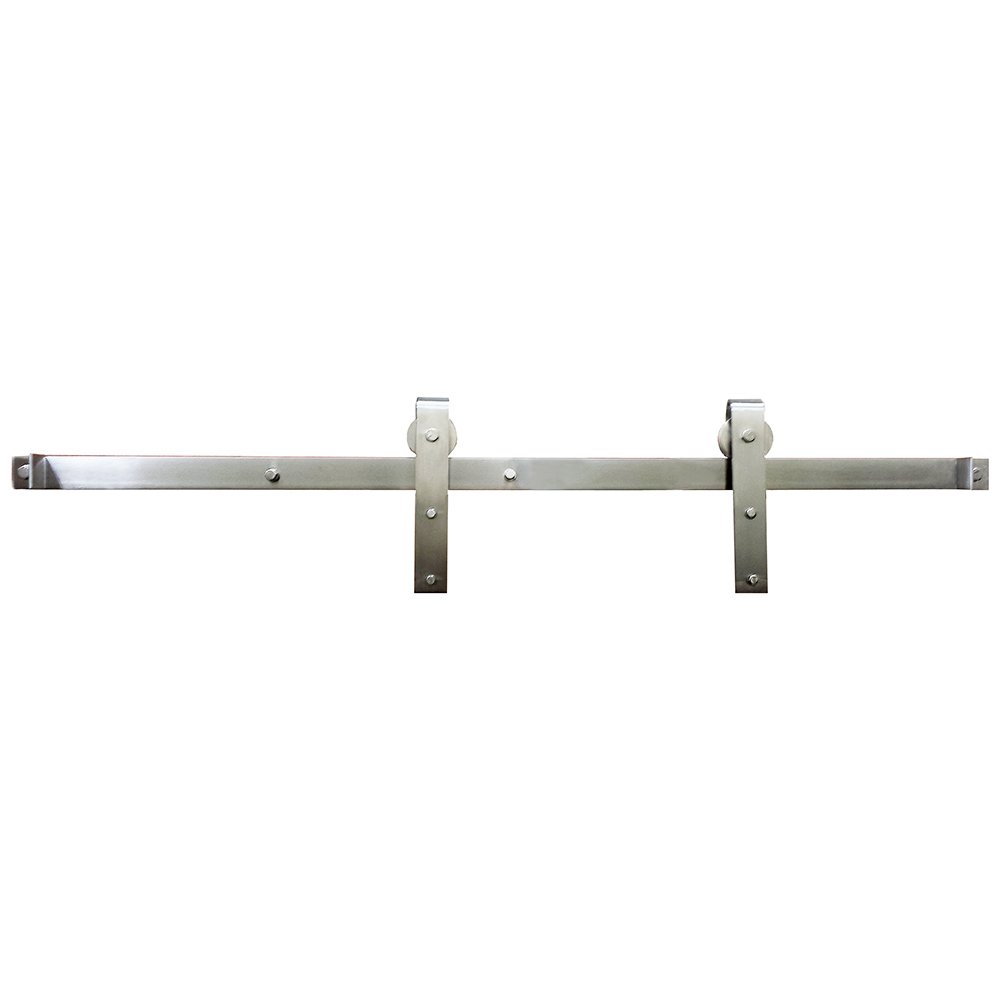 Smooth Square End Rolling Barn Door Kit with 5' Track in Stainless Steel