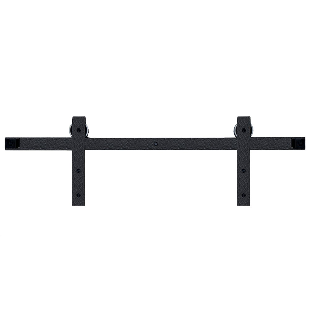 Rough Square End Rolling Barn Door Kit with 6' Track in Black